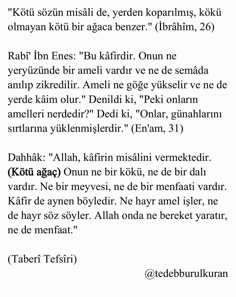Selefin Tefsîri (@tedebburulkuran) on Twitter photo 