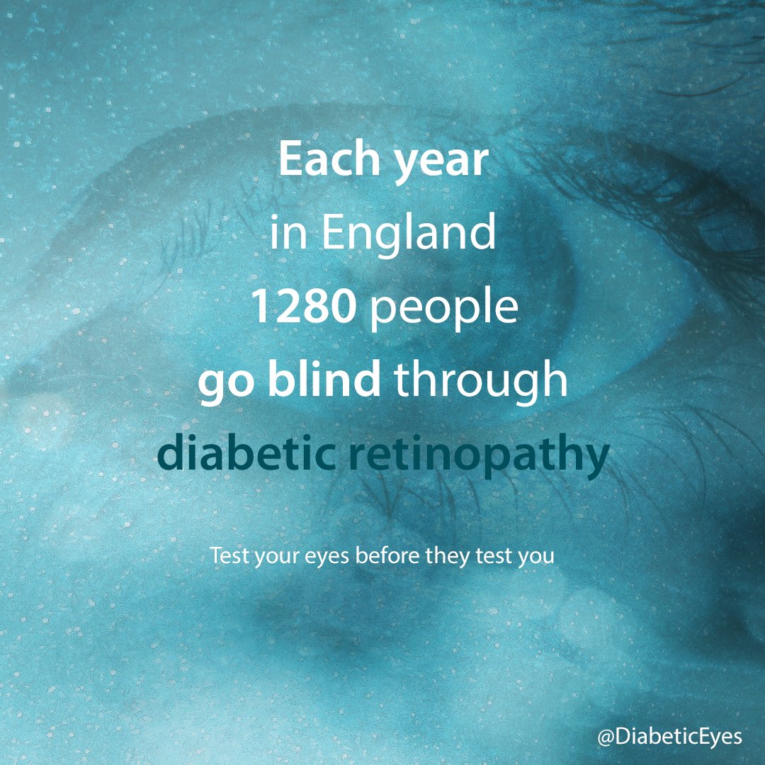 Throughout 2017, 1280 people are going to go blind through #DiabeticRetinopathy. Test your eyes regularly if you have #diabetes