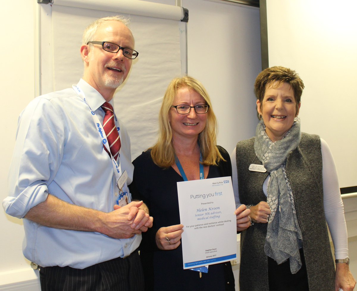WestSuffolkNHS's tweet photo. This month's Putting you first award goes to @Helenkroon1 for her great work supporting our junior doctors https://t.co/uc4vIg6ZXP
