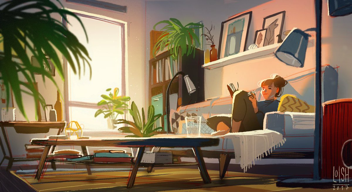 Living room illustration, Living room background, Environment concept art