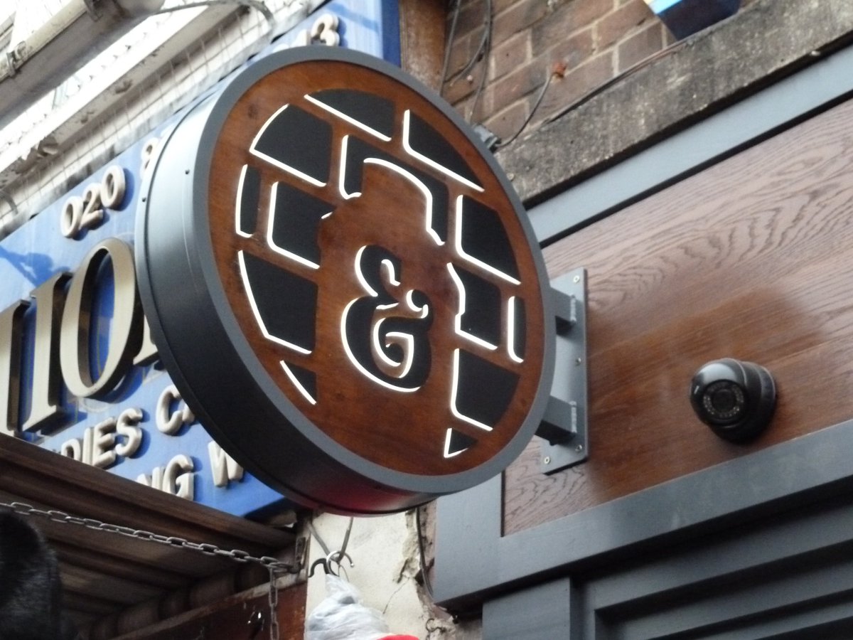 We made a circular projecting sign for 'Brick &amp; Liquor' #restaurant in #Tooting #London goo.gl/uJr5b1
