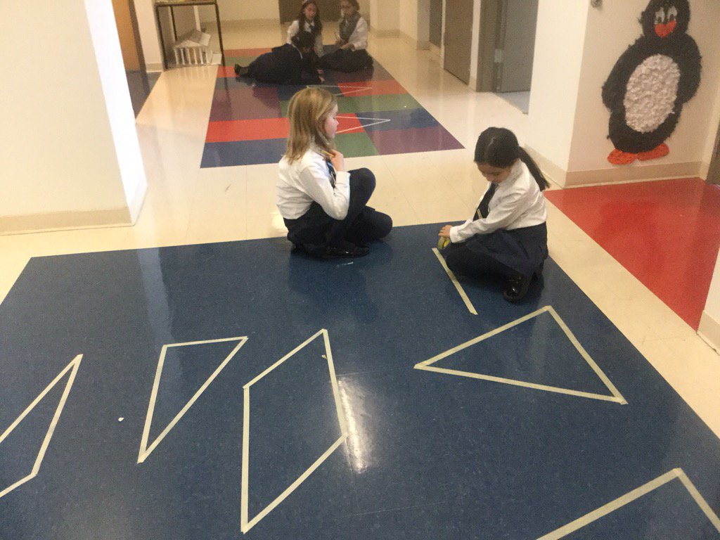 BISCLPYear5's tweet image. Can you tell which 2D shapes we&apos;re making based on their properties? #practicalmath #BeAmbitiousNAE