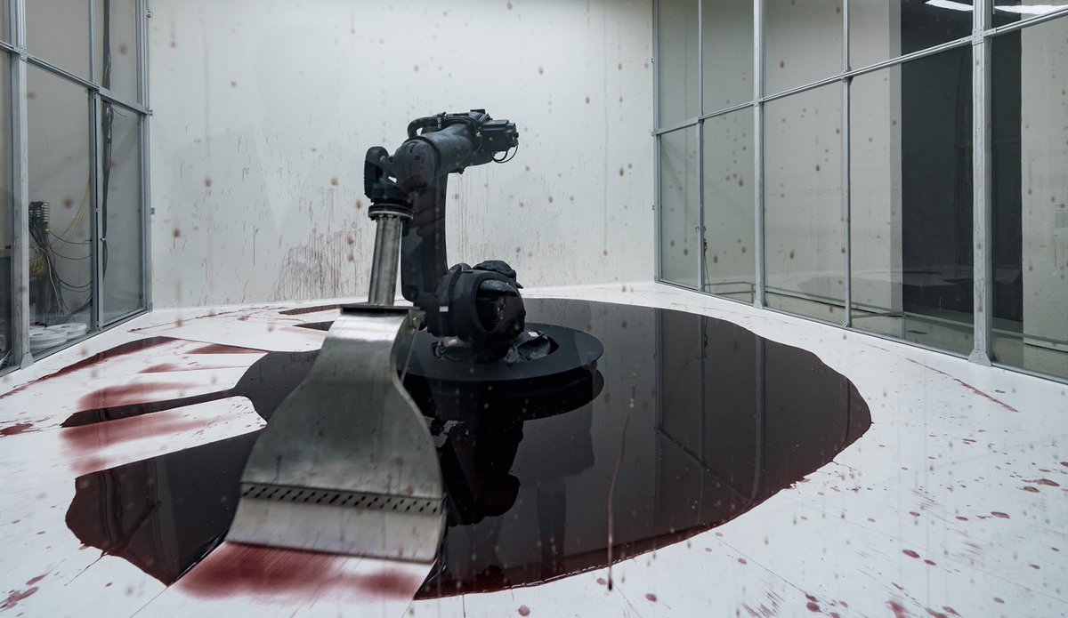 biennalesydney's tweet photo. 'Can't Help Myself' by #17BOS artists Sun Yuan &amp; Peng Yu is the 1st robotic work to be acquired by @Guggenheim 
https://t.co/ghMt1dzuVM https://t.co/nZMJPbOYgm