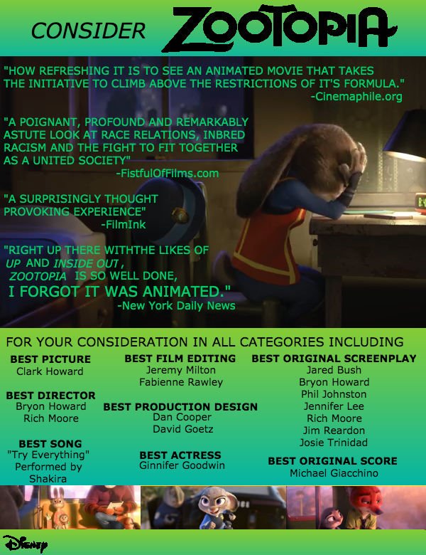 ByClaytonDavis's tweet photo. FYC for #ACCA2016 from @con_man1226 for "Zootopia" - Voting opens Monday! Share yours with us too! #Zootopia https://t.co/ub1YORVD52
