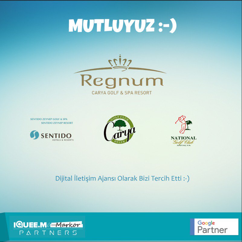 Mutluyuz, gururluyuz!Regnum Carya, Sentido Zeynep,Carya ve National Golf Club dijital iletişim ajansı olarak bizi tercih etti. <a href="/regnumcarya/">Regnum Carya</a>