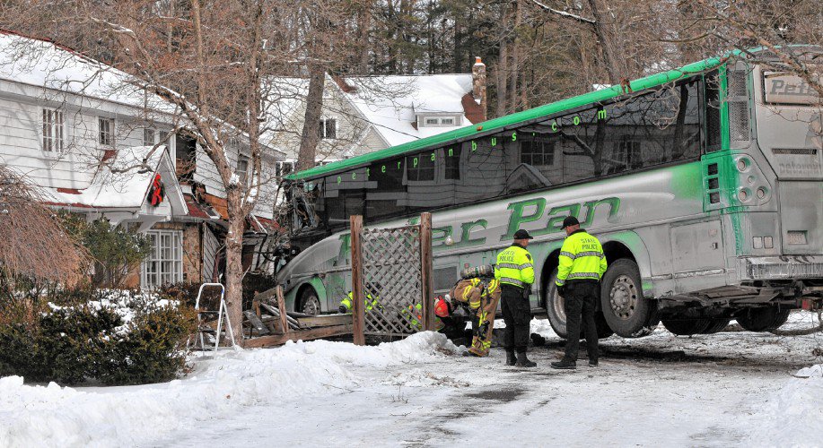 . <a href="/PeterPanBus/">Peter Pan Bus Lines</a> crashes into Granby home. The driver and a passenger were injured. <a href="/kate_ashworth/">Caitlin Ashworth</a> story gazettenet.com/Passenger-bus-…