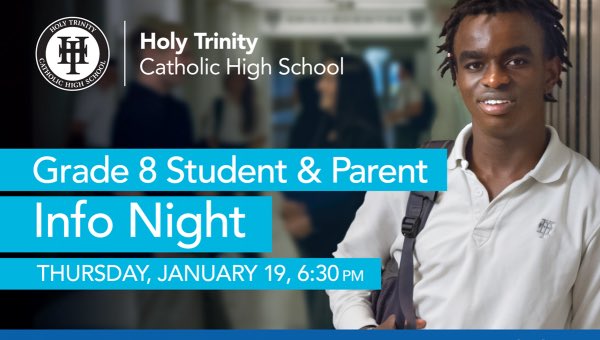 trinitytitan's tweet photo. Are you a student in Gr 8 looking to go to high school next year? Make an educated choice by attending our Gr 8 Student/Parent Info Night. https://t.co/Mj1KYjvOQE