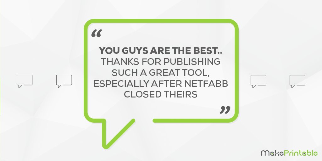 MakePrintable's tweet photo. We love reading these fantastic reviews! Our team is working hard to create a useful technology!
#3dprinting #Technology #MeshRepair https://t.co/CY6n2bbrLU
