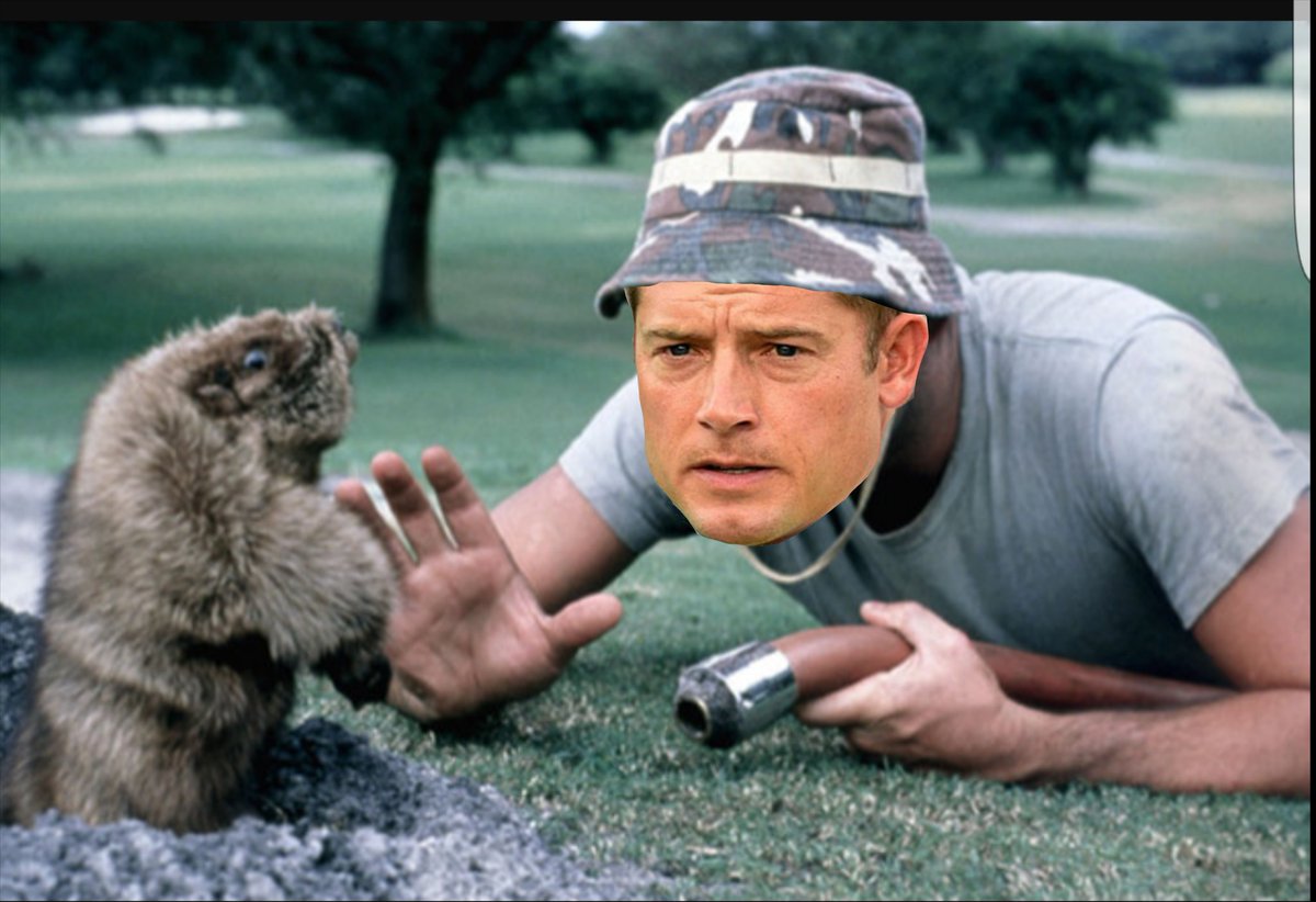 PaulyC913's tweet photo. “In order to conquer an animal, I have to think like an animal, and whenever possible, look like one.” -PJ Flake   

#CaddyShack #UMGophers https://t.co/3yhwtaKkmB