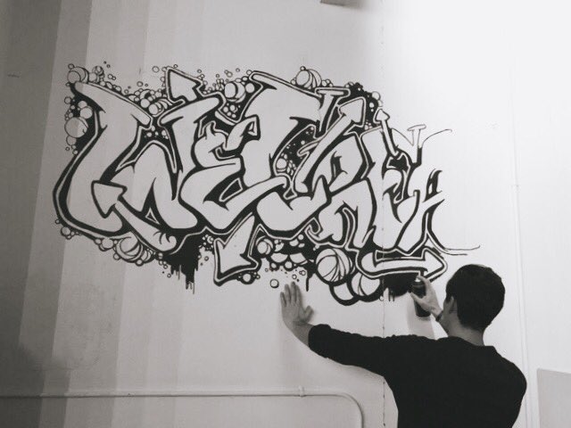 We_Create_Media's tweet photo. What do you do when you have blank walls at the office? You tag them, that's what. 

#wecreatemedia #graffiti https://t.co/u1GWEHkr6u