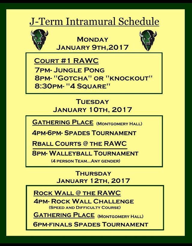 JTerm Intramurals start tonight!
#OBUintramurals