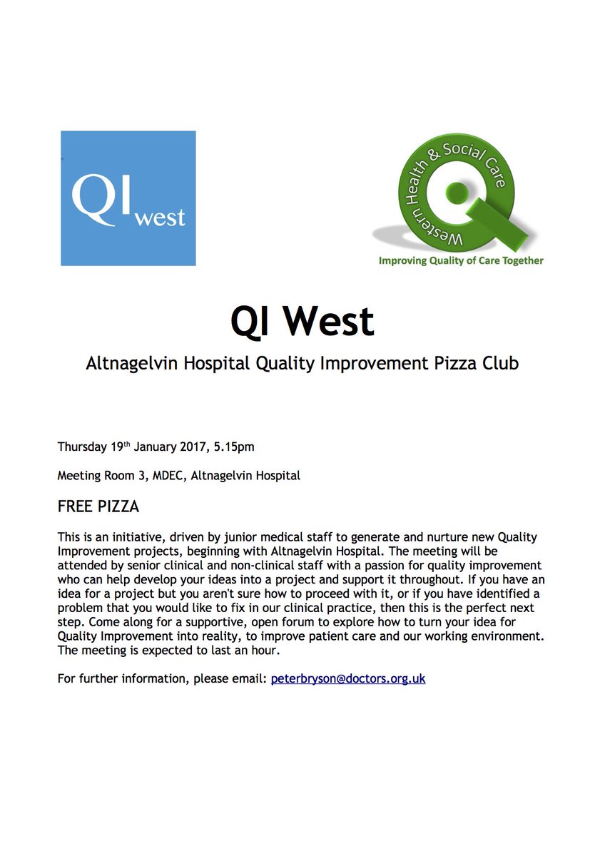 QIwestForum's tweet photo. Countdown is on for the QI West Pizza Club! 10 days to go! 🍕👍
Altnagelvin Hospital, Thu 19/01/17, 5.15pm, Meeting Room 3, MDEC. https://t.co/4IPy4zvPlL