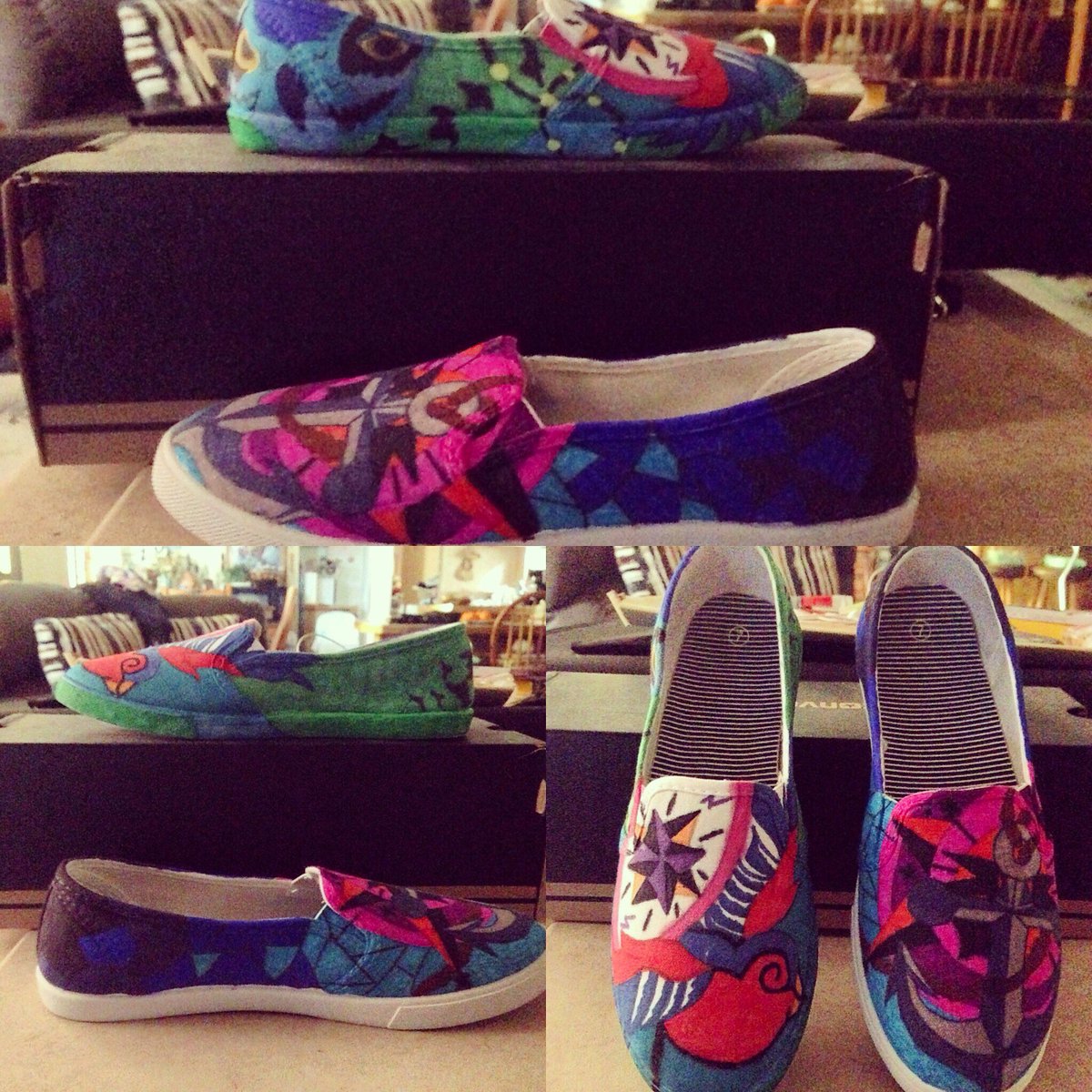SpotsCreations's tweet photo. Feeling Lost at Sea ✍🏻 #paintedshoes #customshoes #art #drawings #anchor #owl #freehand https://t.co/QHBCfVkV5l