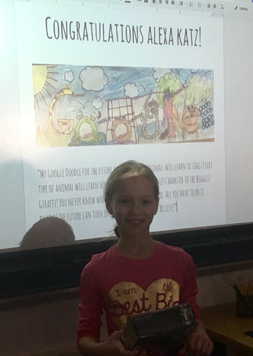 MrsSchwartz40's tweet image. Congratulations to Alexa Katz! The 4th grade winner of the KCS Google Doodle contest! Way to go Alexa! 🖥🎨