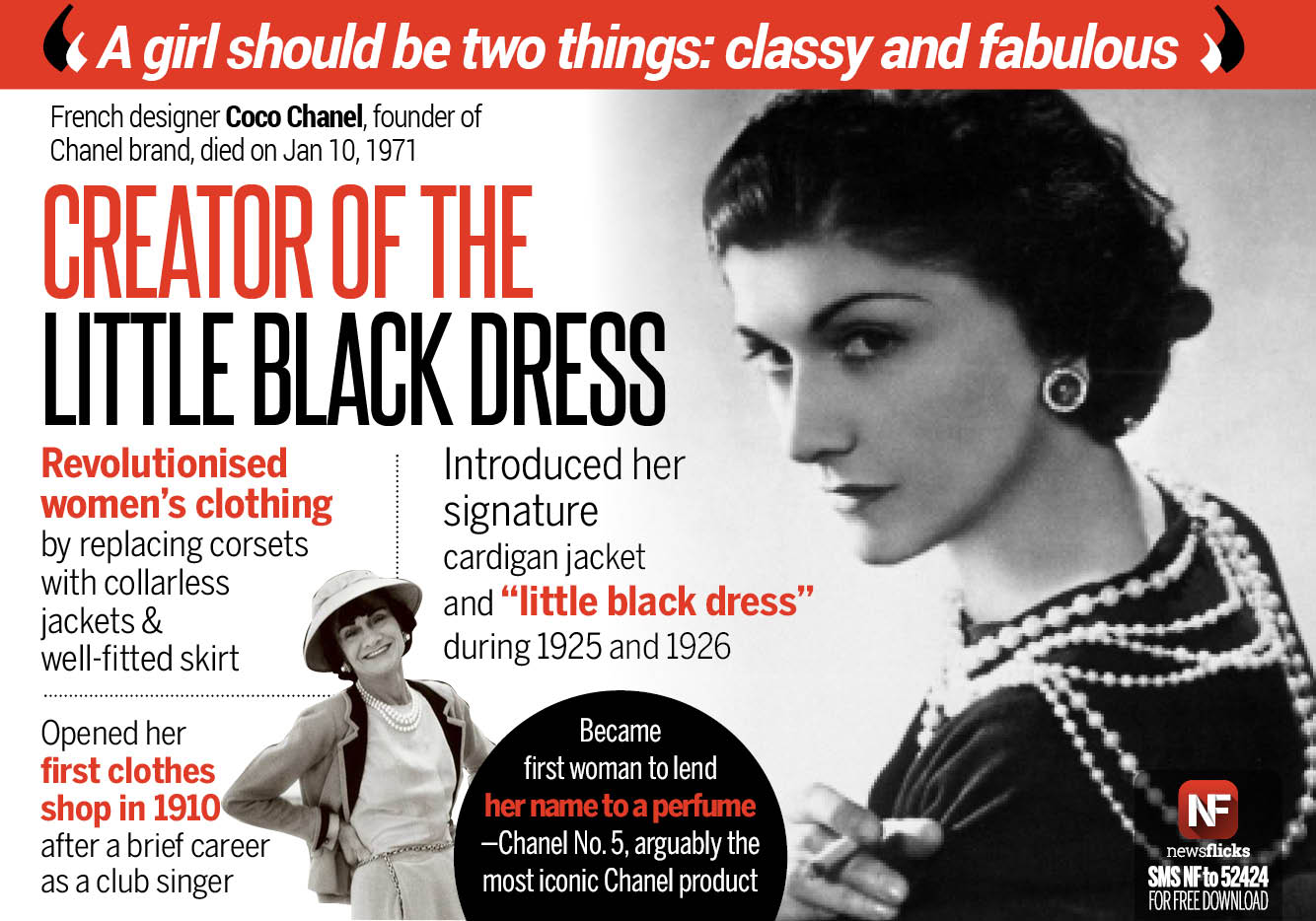 Newsflicks on X: The designer behind the LBD, Coco Chanel died on Jan 10,  1971  / X