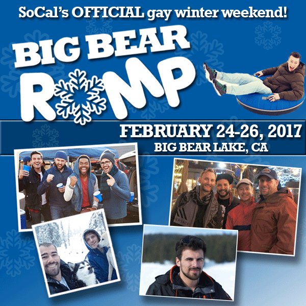 bigbearromp's tweet photo. Get ready for Big Bear Snow ROMP, Feb. 24-26, 2017!, SoCal's official gay winter weekend https://t.co/qTXjcDsWPL https://t.co/Y5xoLZiRgk