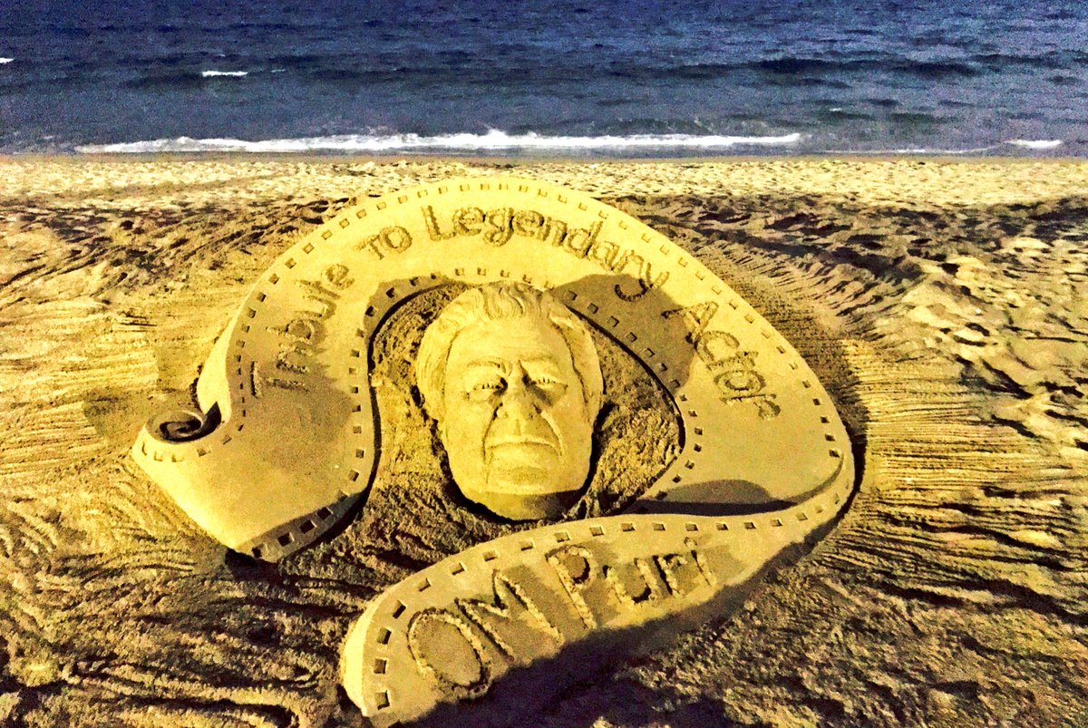 Hearty tributes to legendary actor #OmPuri Ji , through my sand art at #Puri beach, #Odisha.