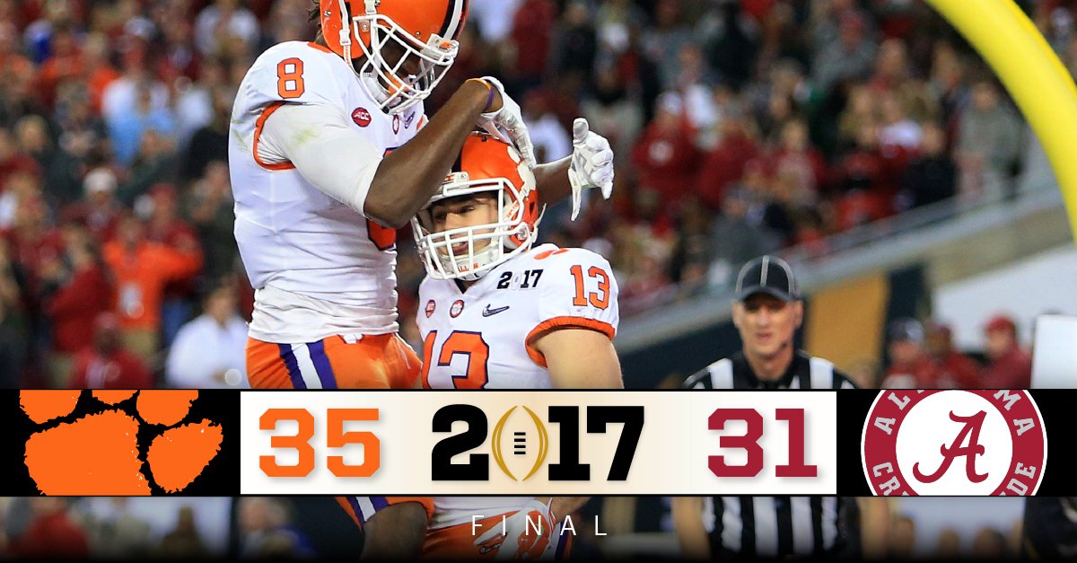 CFBPlayoff's tweet photo. They beat The Best. They are The Best. 

Congratulations to @ClemsonFB.

#NationalChampionship
#ALLIN https://t.co/57wmc5VlFz