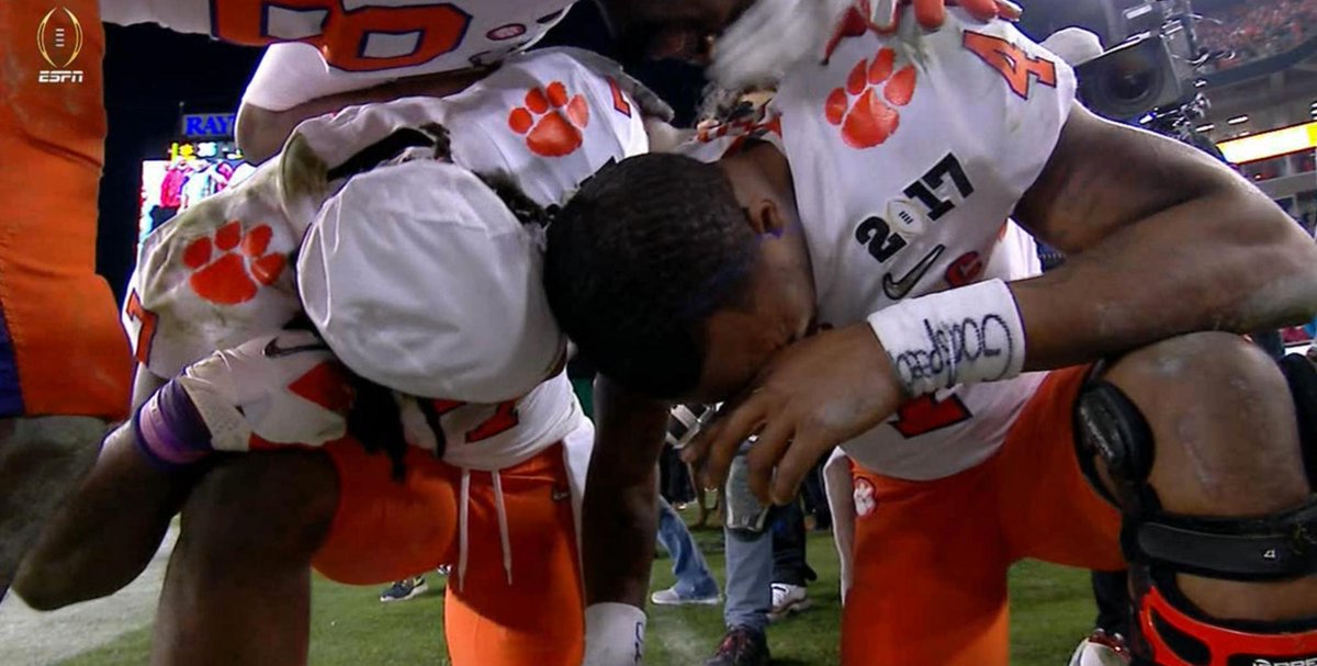 Deshaun Watson overcome with emotion.