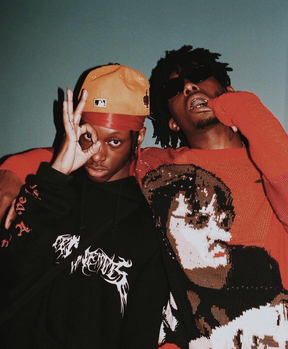 ** <a href="/404bidden/">erik</a> &amp; <a href="/cartierhoe/">playboicarti</a> in ss17 men's Off-White™ "brothers" knit sweater. photography c/o <a href="/HannahSider/">Hannah Sider</a>