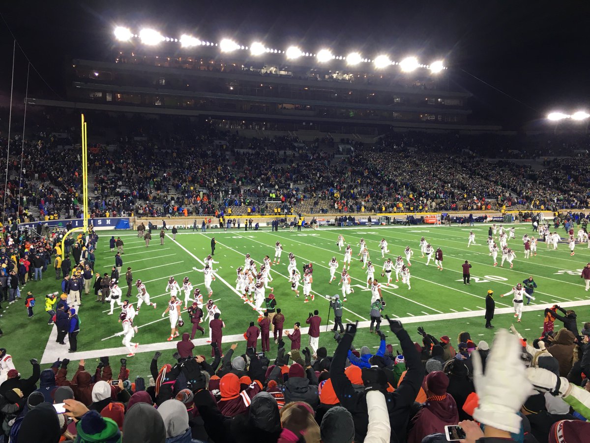 Hokie20's tweet photo. Battle at Bristol - Hurricane Matthew - Notre Dame Comeback - Epic Belk Bowl. What a season. College football is the best! #Hokies https://t.co/2SI4Mal3K2