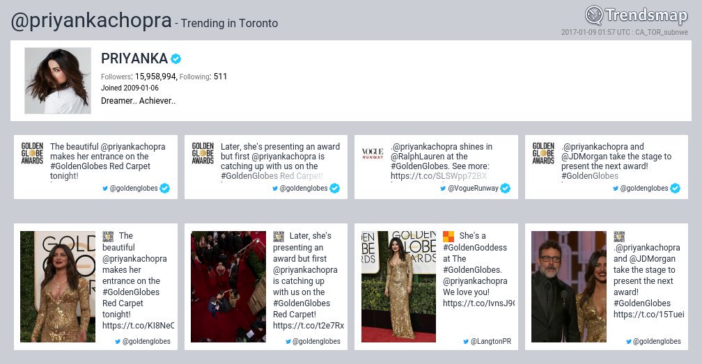 club_priyankas's tweet image. Taking Over The World! Trending in Toronto! #PCDomination #UnstoppablePC #GoldenGlobes #GoldenGlobeswithPC