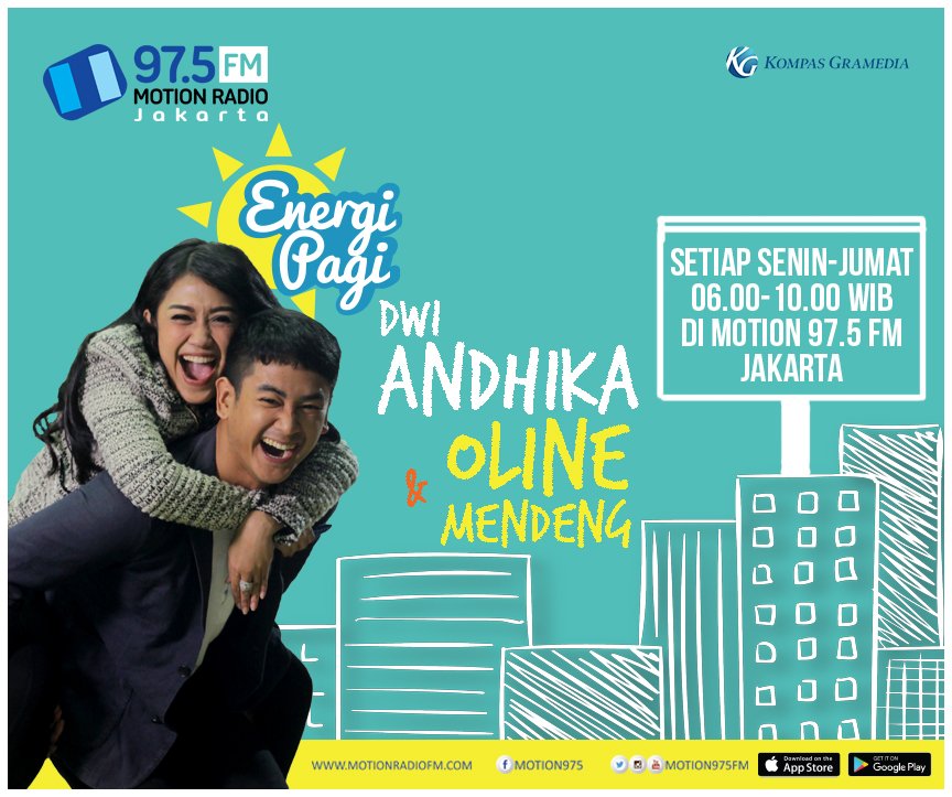 MOTION975FM's tweet photo. Good Morning,Selamat Hari Rabu,siap ditemenin @dwiandhika3486 &amp; @olinemendeng01 di #energipagiMotionFM @Jess944Fm @918ManadoFM @bpost_radio https://t.co/XBUbVFFi0q