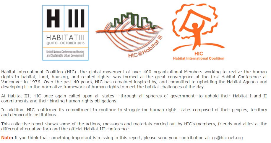 habitat_intl's tweet photo. HIC Report on #Habitat3 https://t.co/mW9nrijUIi #HumaRights #SupportRight2City #Listen2Cities https://t.co/CgB63i7U8J