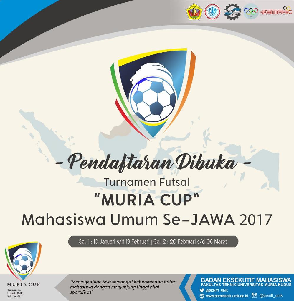 Pendaftaran Turnamen Futsal Muria Cup 2017 telah resmi dibuka. Segera daftarkan tim futsalmu. Kuota terbatas
#turnamen #futsal #muriacup2017