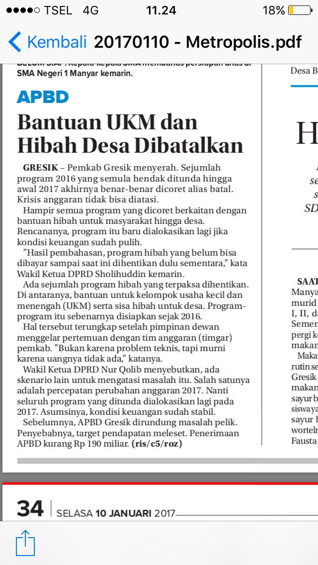 1. Kegagalan pemkab dlm menghitung target pendapatan dan menghadirkan APBD yg berpihak pada publik melukai nurani konstituen. <a href="/KabGresik/">Gresik</a>