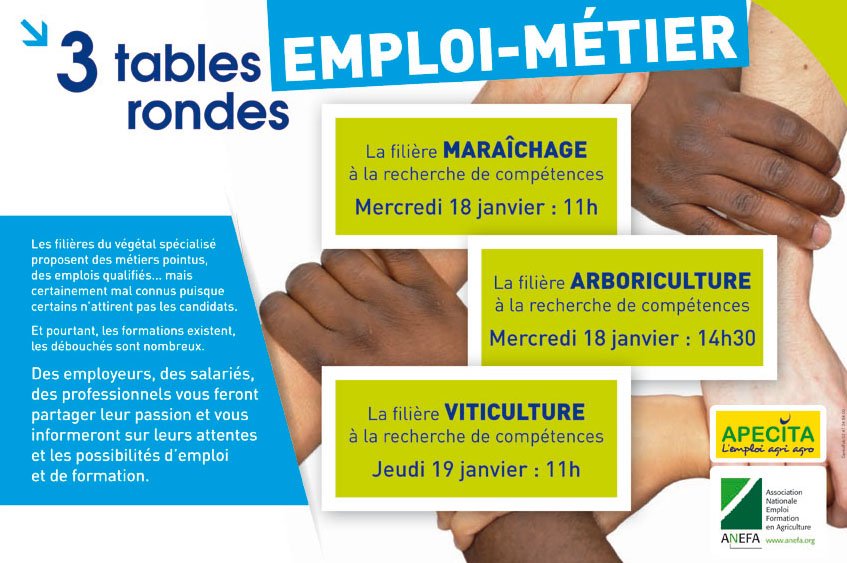 oselagri_anefa's tweet photo. #SIVAL2017 18 &19 janvier -> 3 tables rondes pour les jeunes en formation, salariés et demandeurs d’emploi https://t.co/wJsRwZBmxD https://t.co/G2F6r613dq
