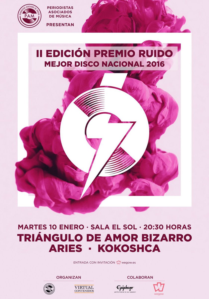 _convenience's tweet photo. Esta noche #premiosruido en @SalaElSol . @SomosPAM desvelarán el mejor disco del año. https://t.co/2m9vfpas9E