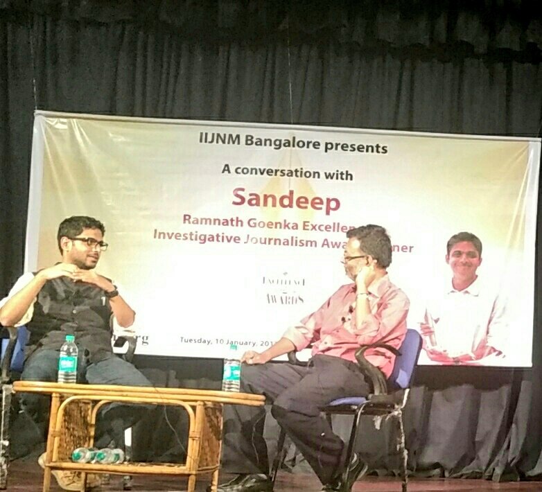 ObserveThis16's tweet image. Sandeep pai @paisandy says Big media houses were not interested in his investigative piece #insertcomma #SandeepTalks @iijnmbangalore