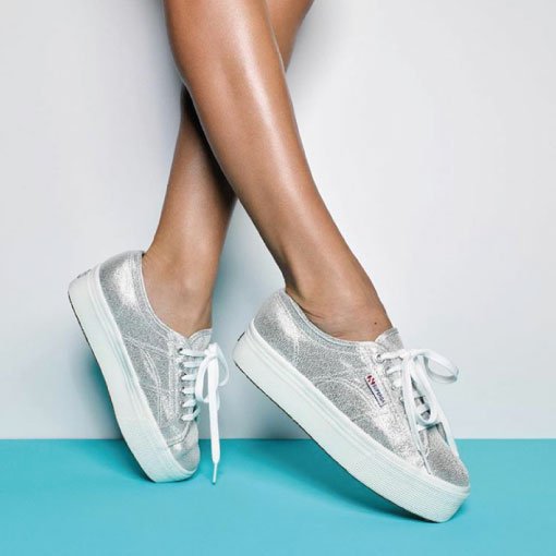 superga platform silver