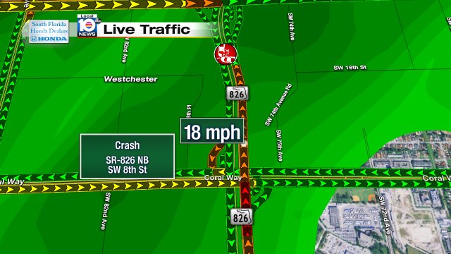 Crash on SR-826 NB at SW 8th St #traffic https://t.co/ZbT9hAbGMz