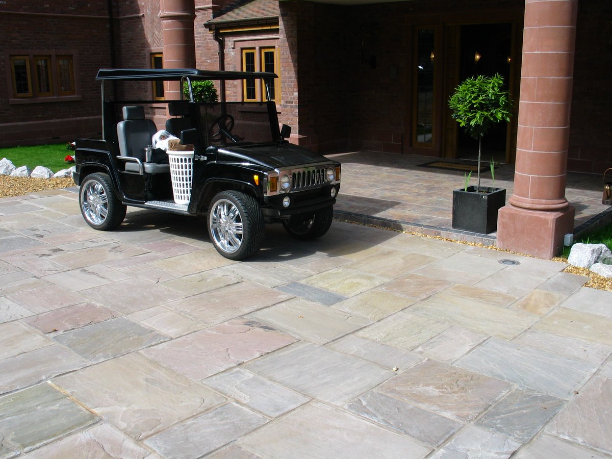 A great #landscaping project - driveway grade #Indian #stone Raj Green paving bit.ly/2iA15wp