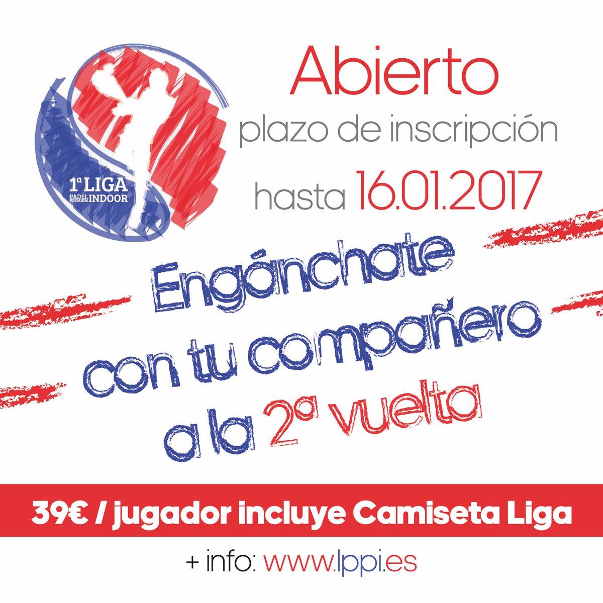 La Liga por parejas de Sábados por la tarde con condiciones PREMIUM; ¡disfrútala! 
lppi.es
#clubpadel #indoor #competición