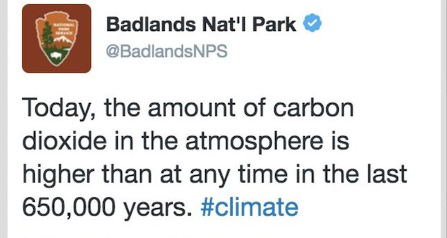 thehill's tweet photo. National park deletes viral climate change tweets that defied Trump social media ban: https://t.co/UrUJAmYmJ9 https://t.co/g2Eu31uk08