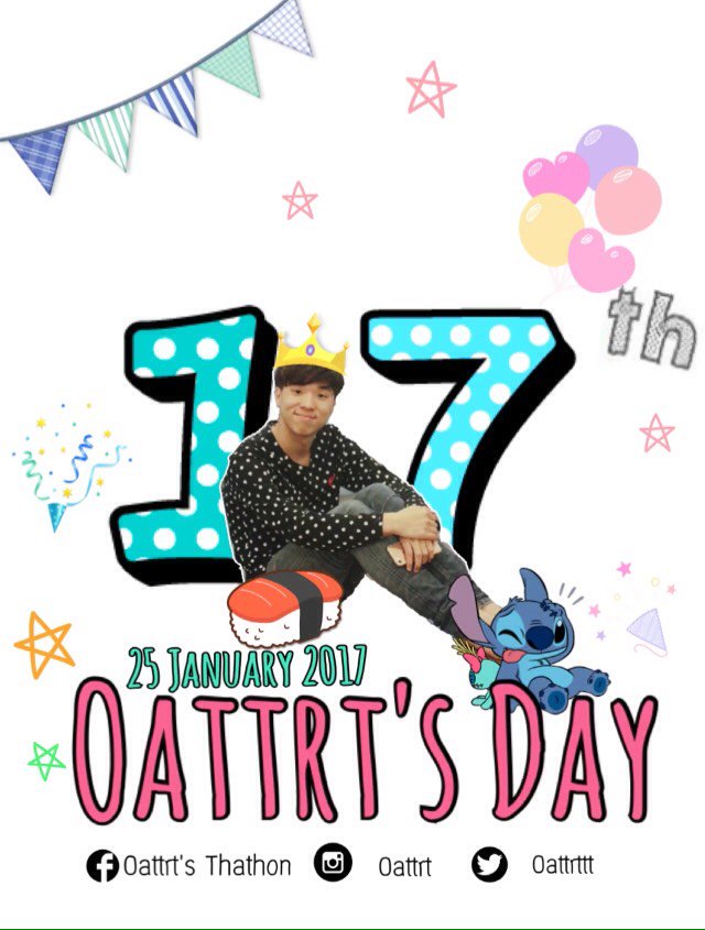 สุขสันต์วันเกิดน้องโอ๊ต ขอให้มีความสุขทั้งปี มีผลงานให้ติดตามชมเรื่อยๆนะฮะ 🎂🎁 #HBDOATTRT17TH