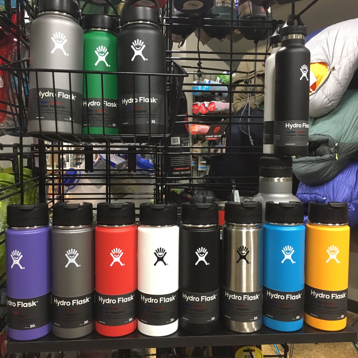 Just got a shipment of <a href="/HydroFlask/">Hydro Flask</a> bottles. Pick your color! #coffee #outdoors #water #waterbottle #coffeetime #stainlesssteel
