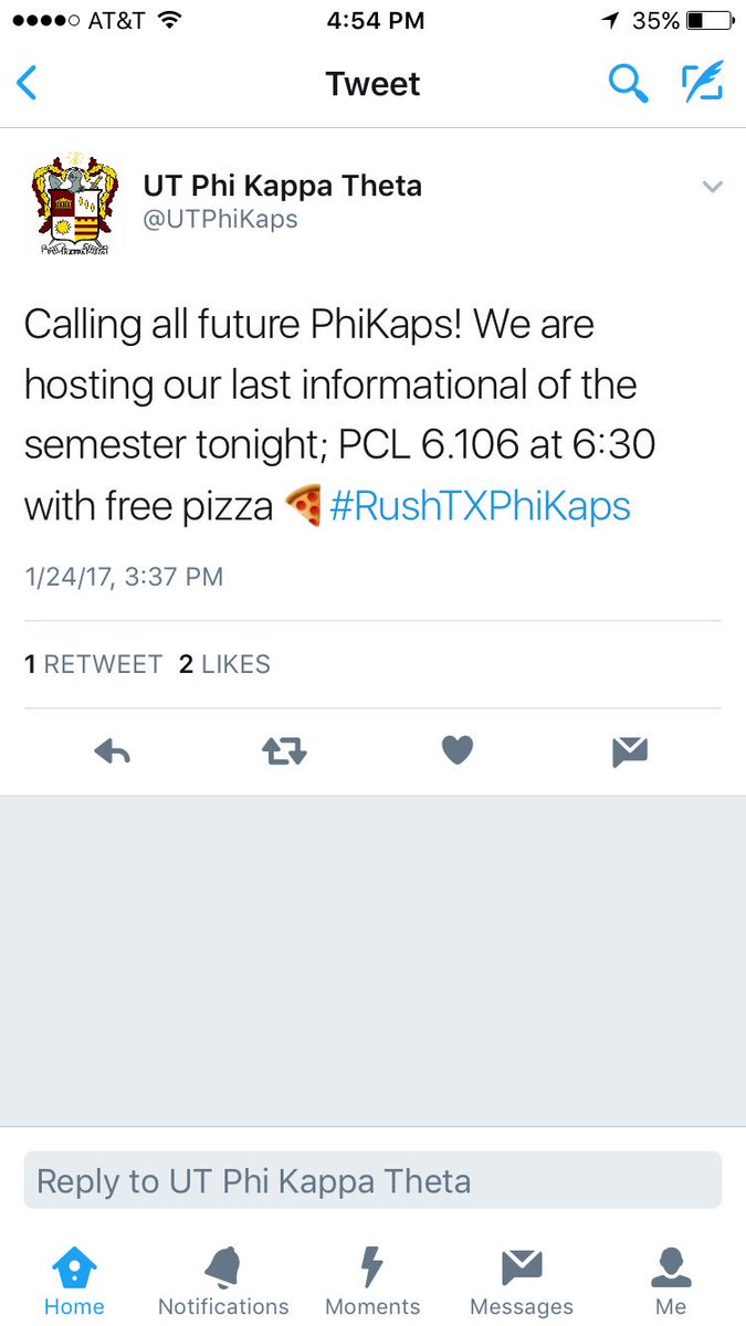 ACslayder19's tweet photo. Come by for an opportunity to meet some of the brothers, hear what we're about &amp; free pizza! #UT20 #UT19 #HookEm https://t.co/hLI35N1Ojz