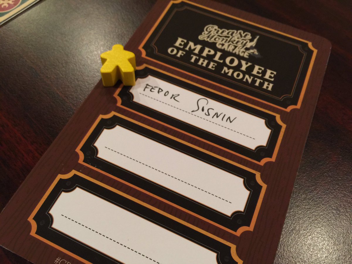 FedorSosnin's tweet photo. Quick 2player game of #GreaseMonkeyGarage w/ @TheAndreyK Super close but I managed to walk away with a win and as Employee of the Month. ;) https://t.co/drpC79da3w