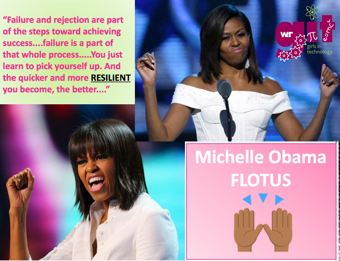 GirlsInTech_WIT's tweet photo. GIT DC's January #GITTalks is on "Resilient Women". Thank you @michelleobama for being a role model for all the young girls on #resilience! https://t.co/BYGJ6KD70Z