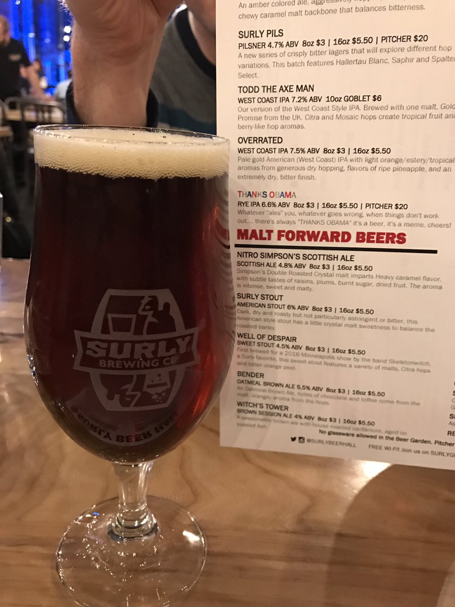 LuckyYou99's tweet photo. Well @surlybrewing is out of the #TuesdayCask. Thanks @BarackObama #ThanksObama #Cheers 🍻🍻 https://t.co/De3xImOlTf