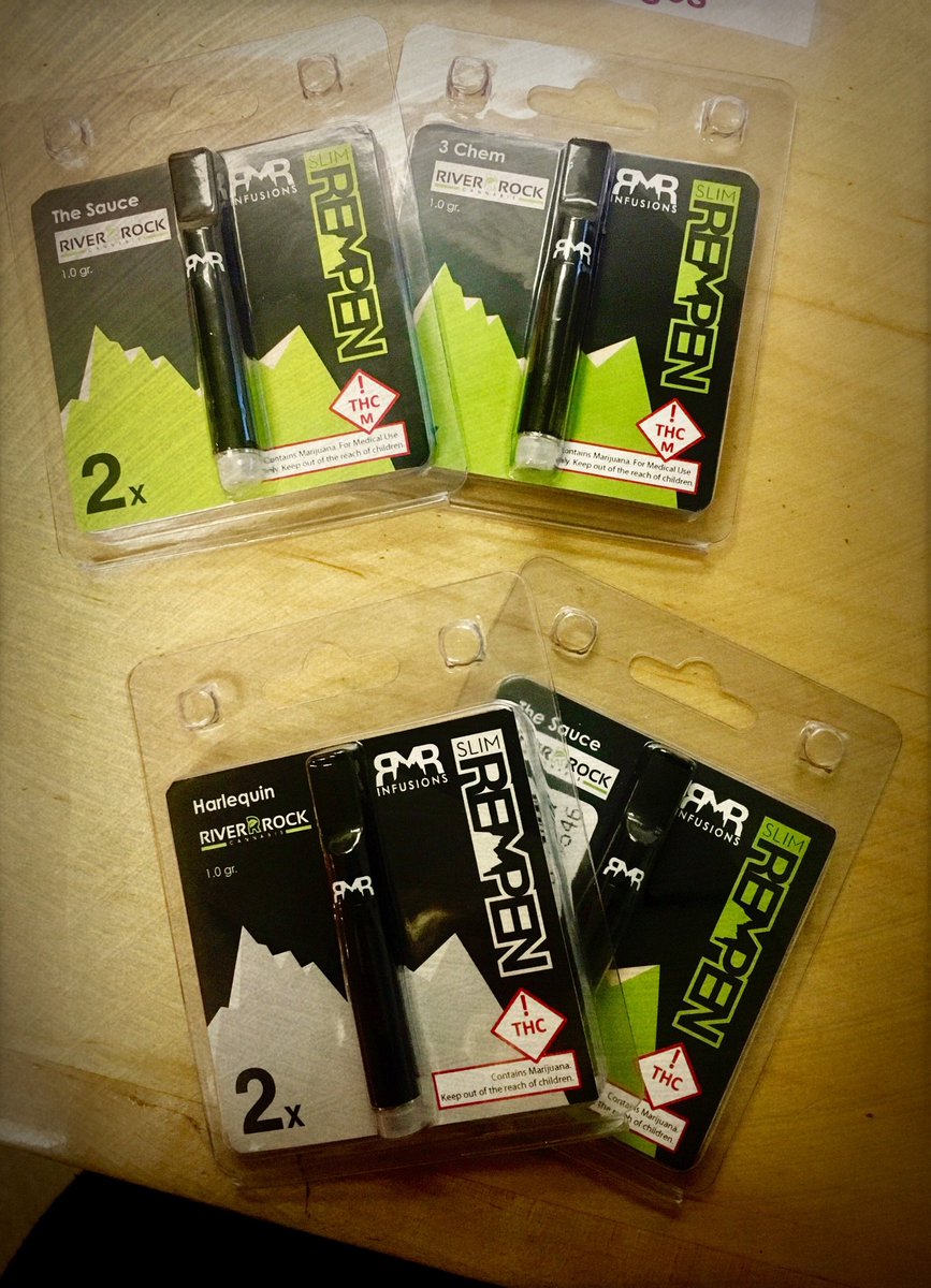 riverrockco's tweet photo. 1g #RemPen cartridges are a smooth vape made with the dankest #RiverRockCannabis! *Available Med & Rec at both locations* #ShopRiverRock https://t.co/12V9bQKMGS