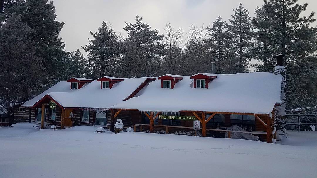 PineHouseTavern's tweet photo. Over 2 feet of snow #pinehousecafeandtavern #mountlaguna #sandiego #snowday #winter #california #snow #winterwonderland #restaurant https://t.co/3eD3NhjS2z