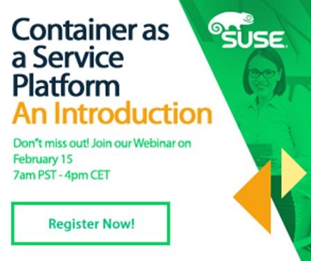 SUSE's tweet photo. [WEBINAR] #Container as a Service Platform – An Introduction. Register now  https://t.co/1RIF95Hn6i https://t.co/t8ExINmsZO