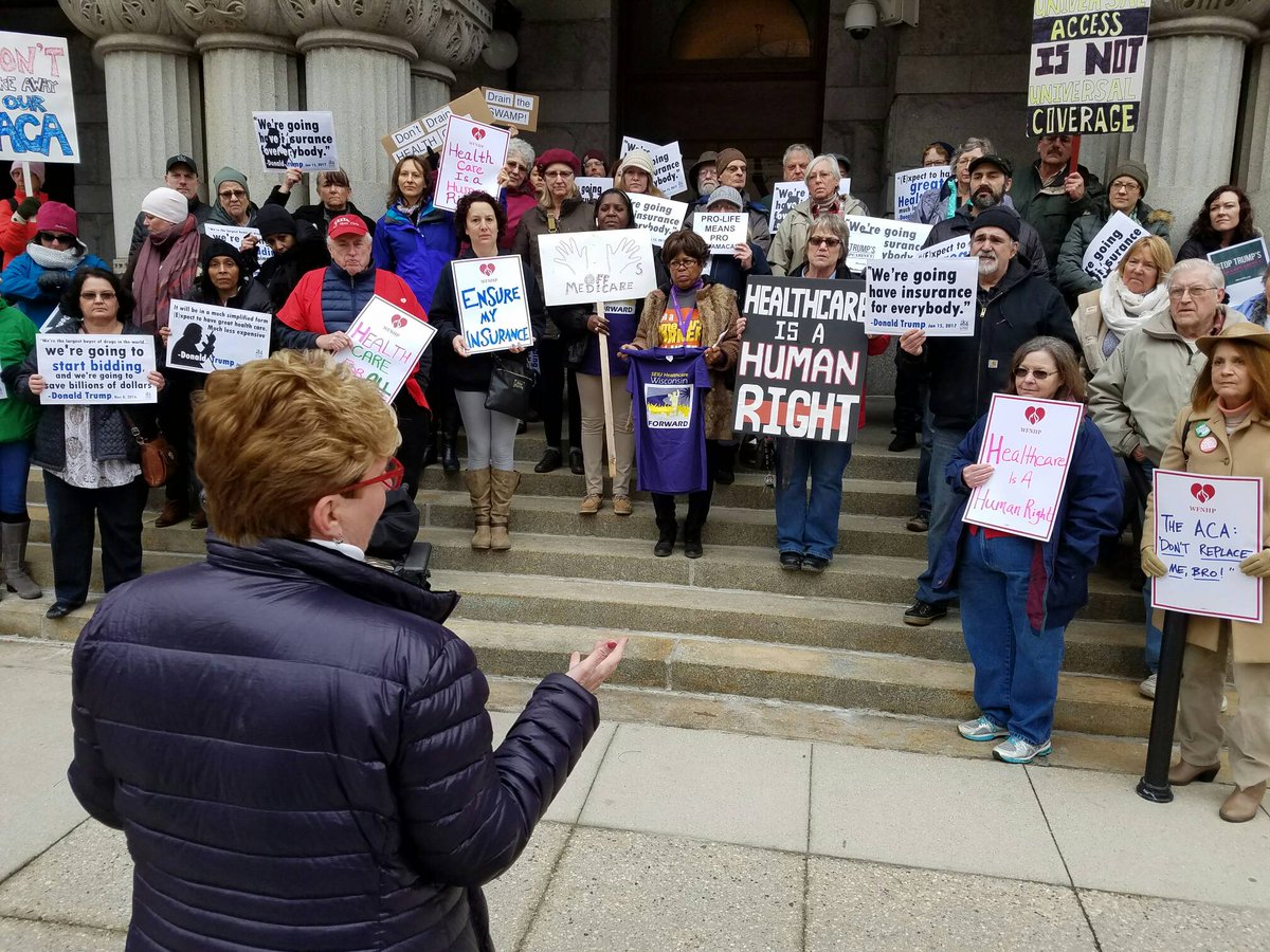 KevinKane's tweet photo. Over 80 people in Milwaukee at Sen Ron Johnson's office on #healthcare, #SwampCabinet &amp; more.
#ResistTrumpTuesdays @moveon @seiu @wfnhp https://t.co/DsK0sxFngA