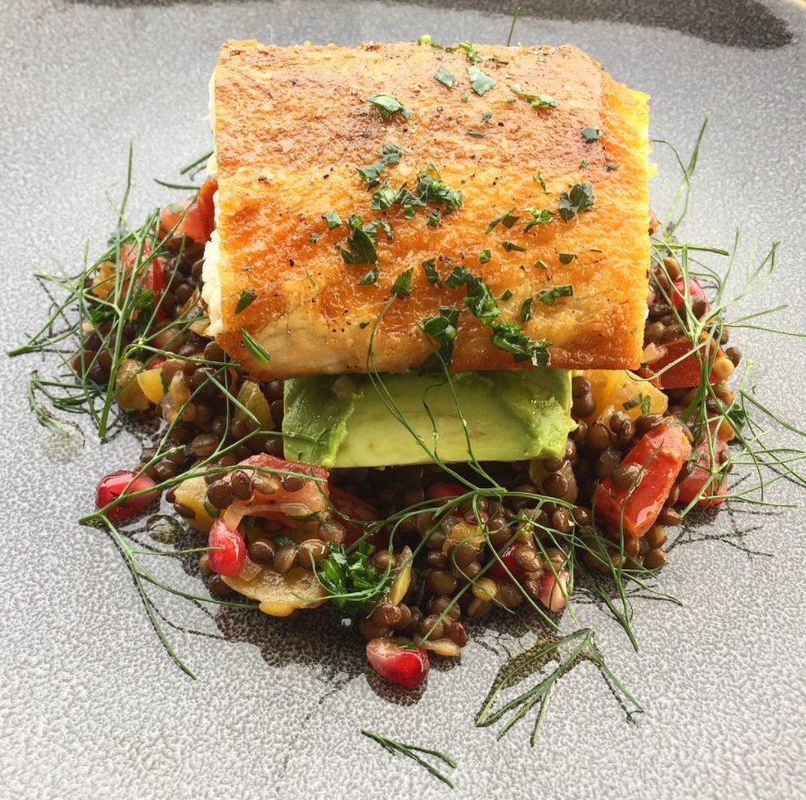 #regram from <a href="/TenderGreens/">Tender Greens</a> - Pan Seared #hiramasakingfish. Beluga Lentils. Golden Beets. Avocado. Salsa Verde. <a href="/CleanseasEurope/">Cleanseas Europe</a>