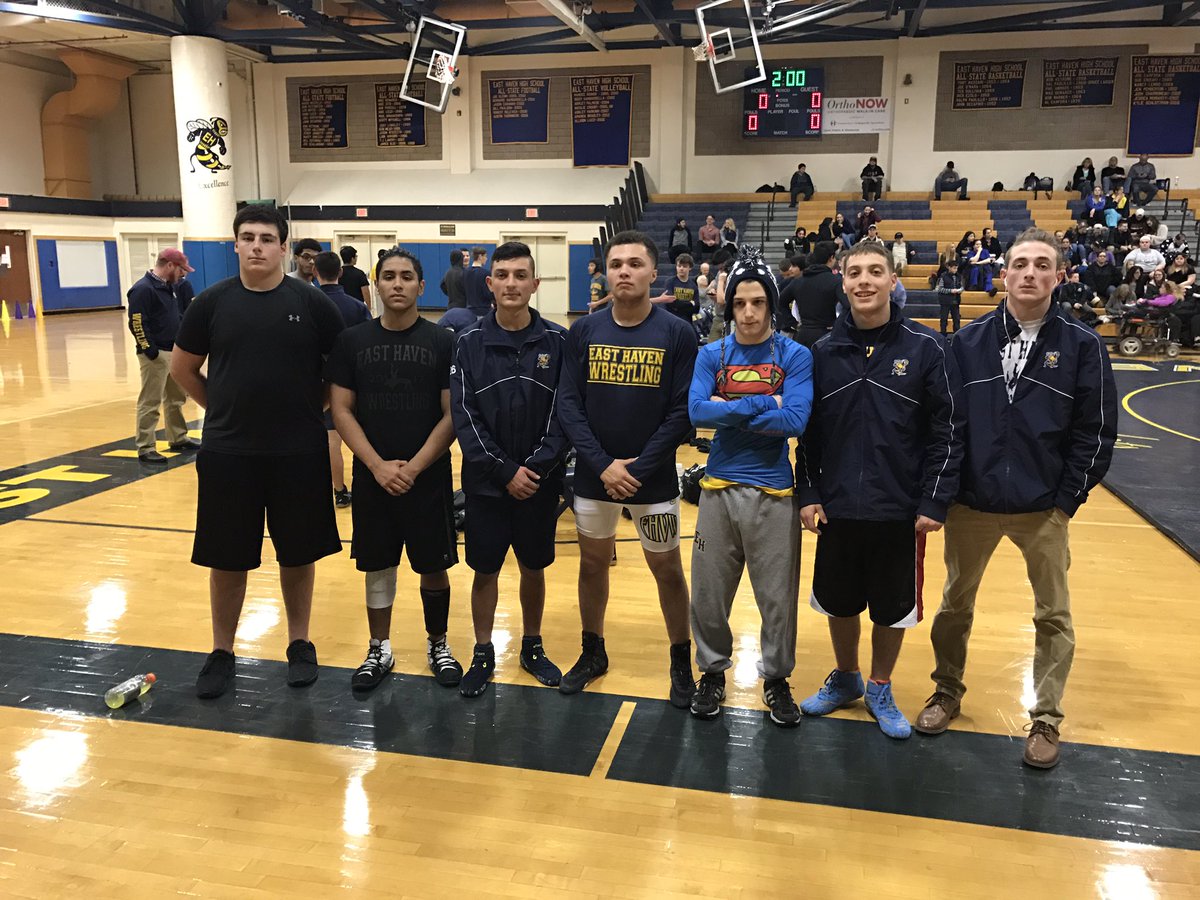 East Haven Wrestling defeats Amity 57-19 on Senior Night! <a href="/EHVW16/">EHVW</a>